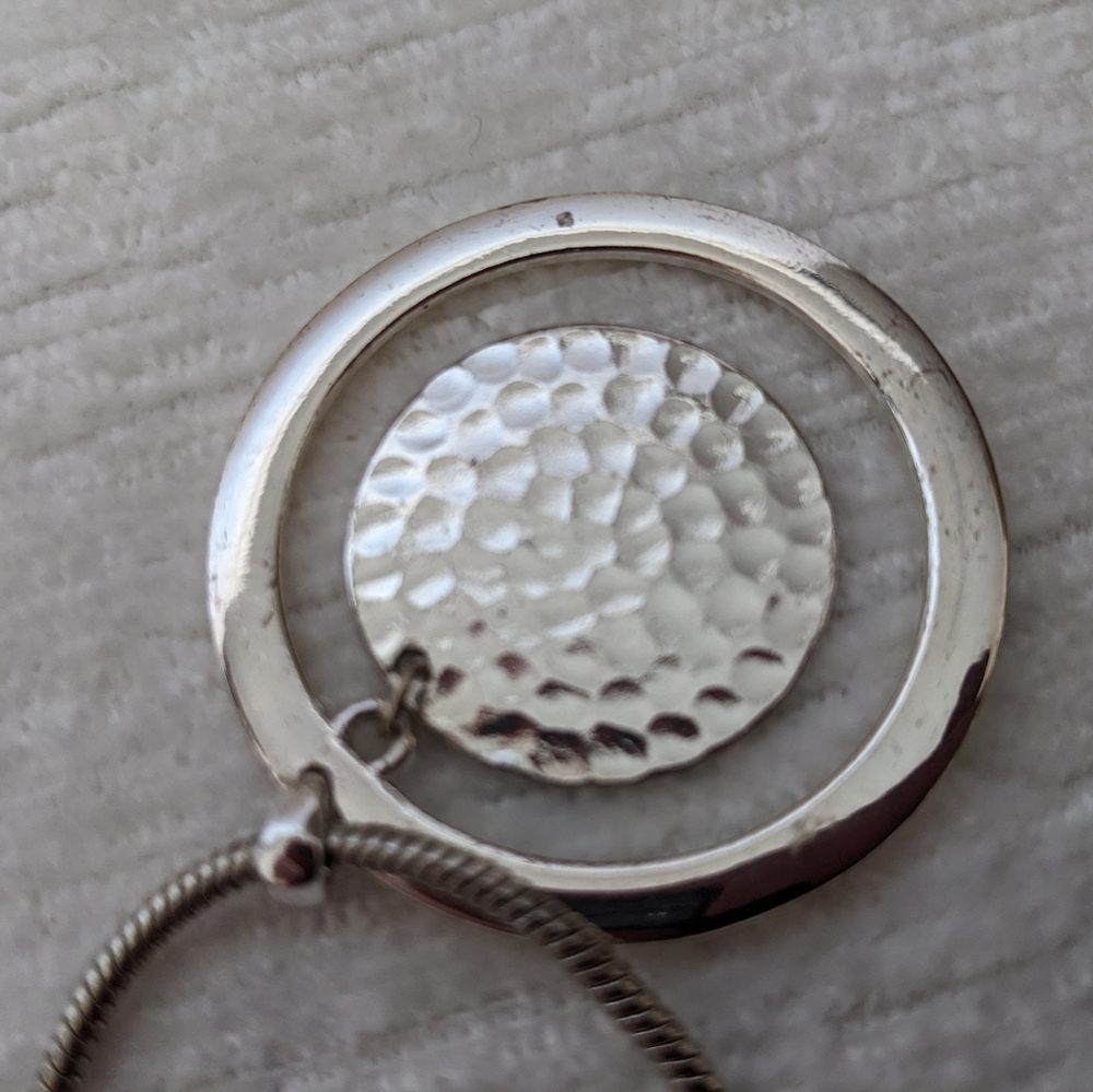 Nine West Silver Disc  Pendant 18" Necklace - Picture 5 of 7